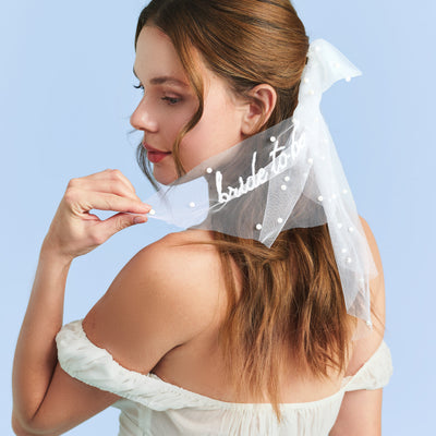 Pearl to Be Bow - white tulle bow w/ pearls