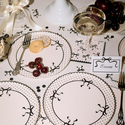 Little Black Bow Plates - 25 paper plates