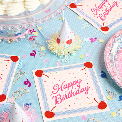 Bday Cake Napkins - 25 sprinkle napkins