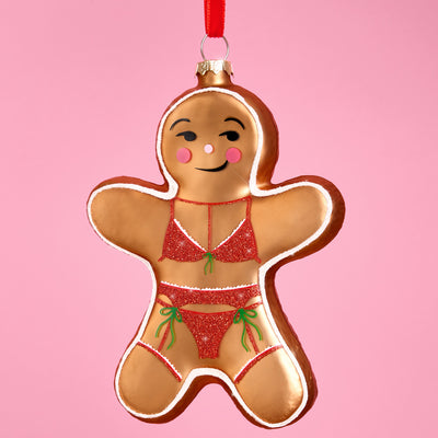 Naughty Gingerbread Ornament - Glitter Holiday Ornament