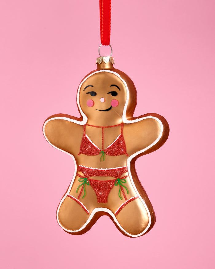 Naughty Gingerbread Ornament - Glitter Holiday Ornament