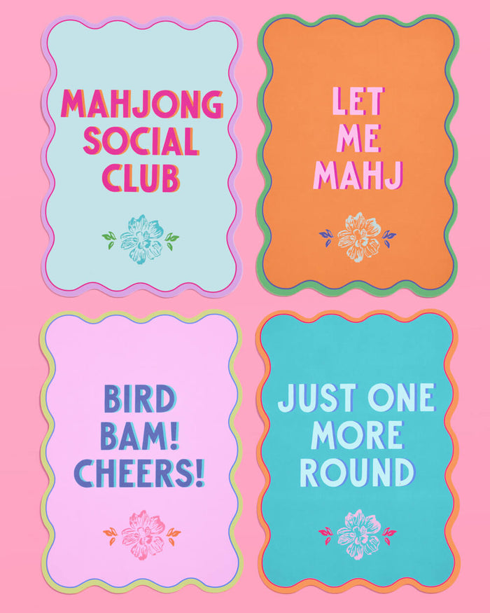 Mahjong Shuffler Cards - set of 4 matte cards