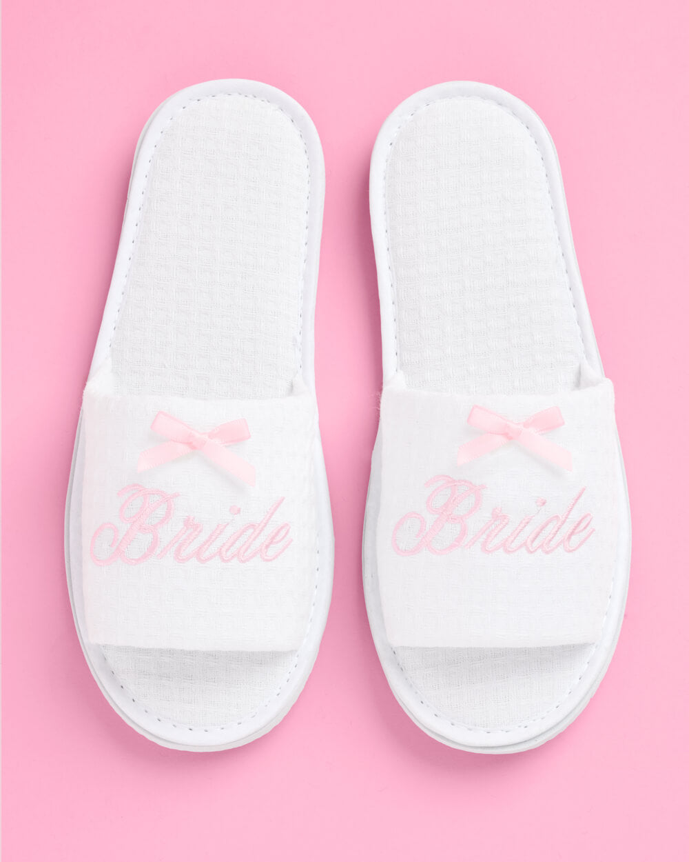 Bride Spa Slippers - white embroidered waffle slippers