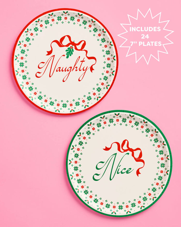 Naughty or Nice Plates - christmas dessert plates
