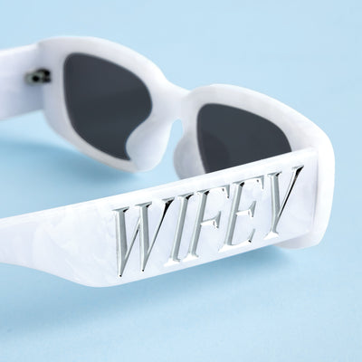 Wifey Sunnies - white marble sunglasses