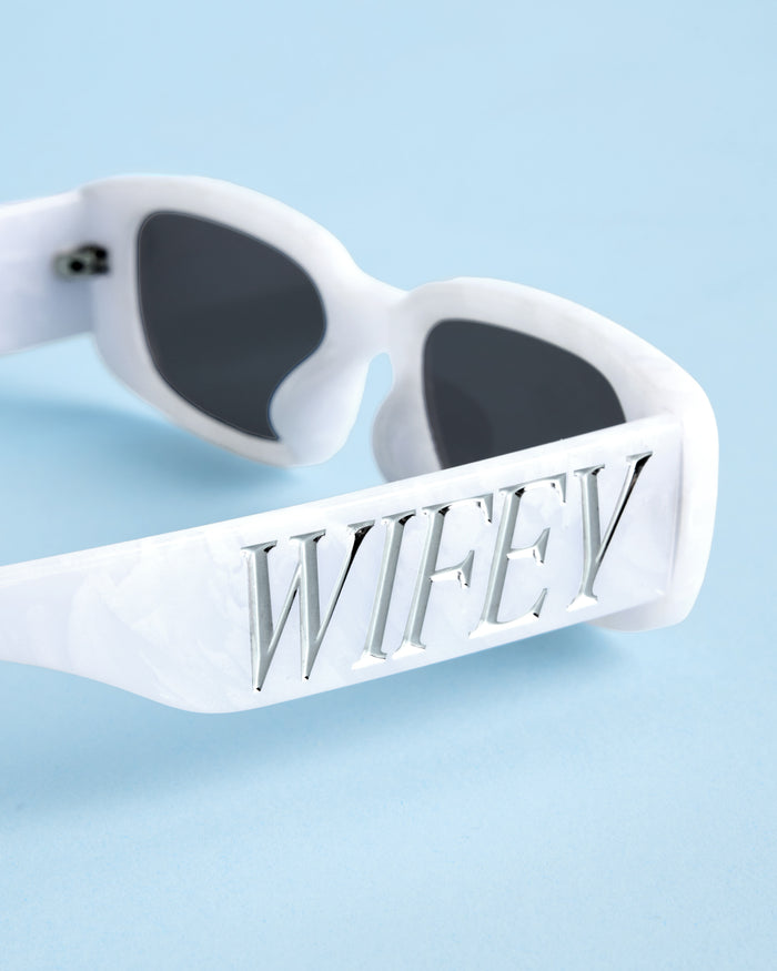 Wifey Sunnies - white marble sunglasses