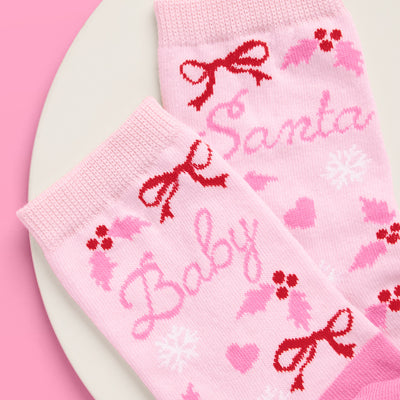 Santa Baby Knit Socks - pink tube socks
