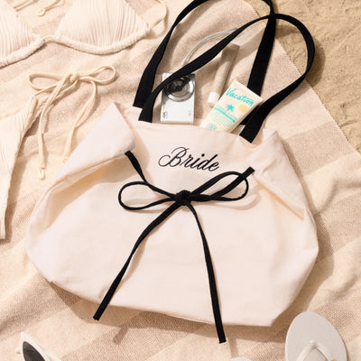 Classic Bride Tote - embroidered canvas tote w. bows