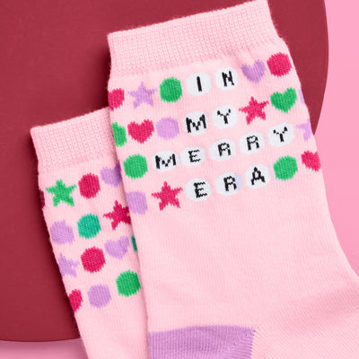 Merry Era Knit Socks - pink tube socks