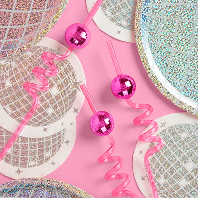 Pink Disco Straws - 16 reusable straws