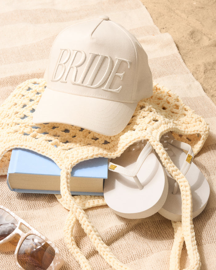 Neutral Bride Trucker Hat - emboridered hat