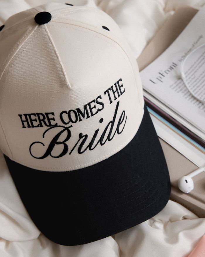 Here Comes the Bride Hat - embroidered trucker hat