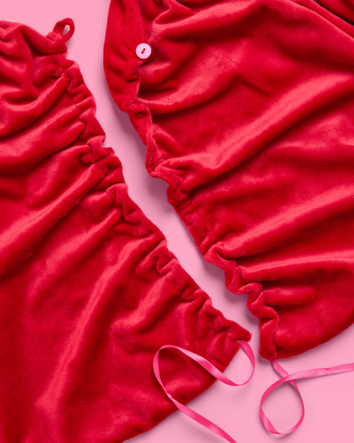 Red Velvet Tree Skirt - ruched tree skirt