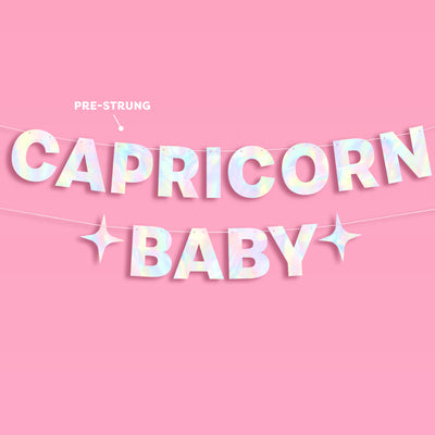 Capricorn Baby Banner - iridescent foil banner