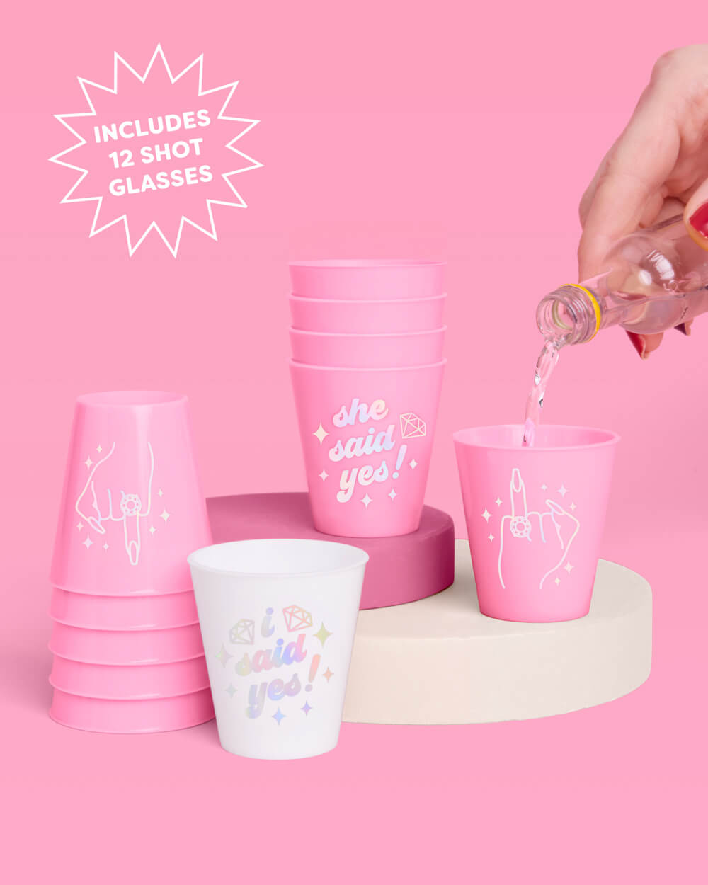 Pink Plastic Shot Glasses xo, Fetti