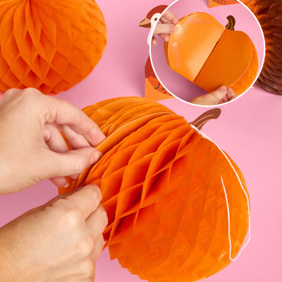 Turkey + Pumpkin Accordions - fall decor set