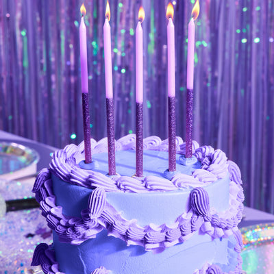 Purple Glitter Candles - 10 birthday candles