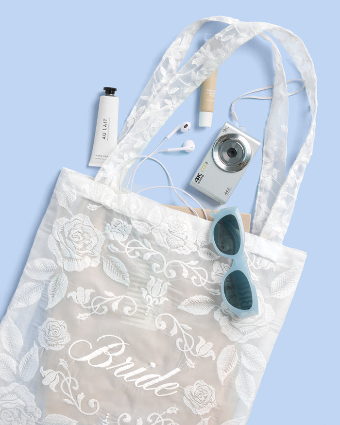 Bride Lace Tote - embroidered tote bag
