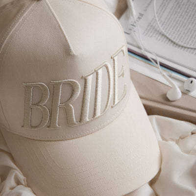 Neutral Bride Trucker Hat - emboridered hat