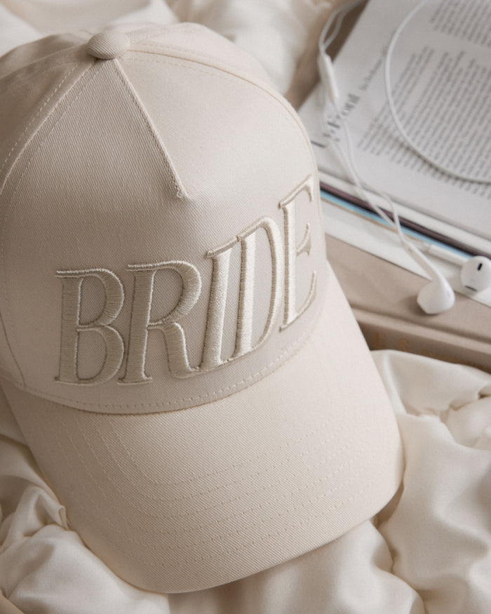 Neutral Bride Trucker Hat - emboridered hat