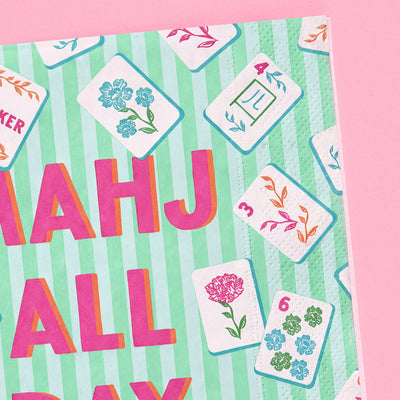 Mahj All Day Cocktail Napkins - pink + teal stripes