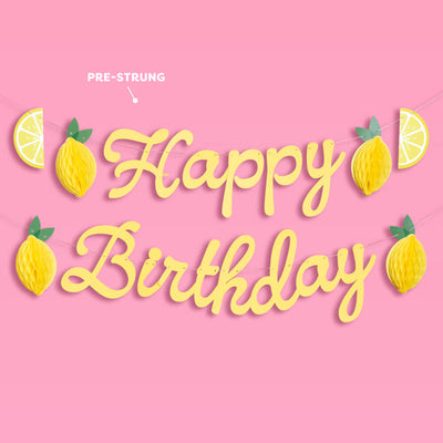 Happy Birthday Lemon Banner - lemon birthday banner