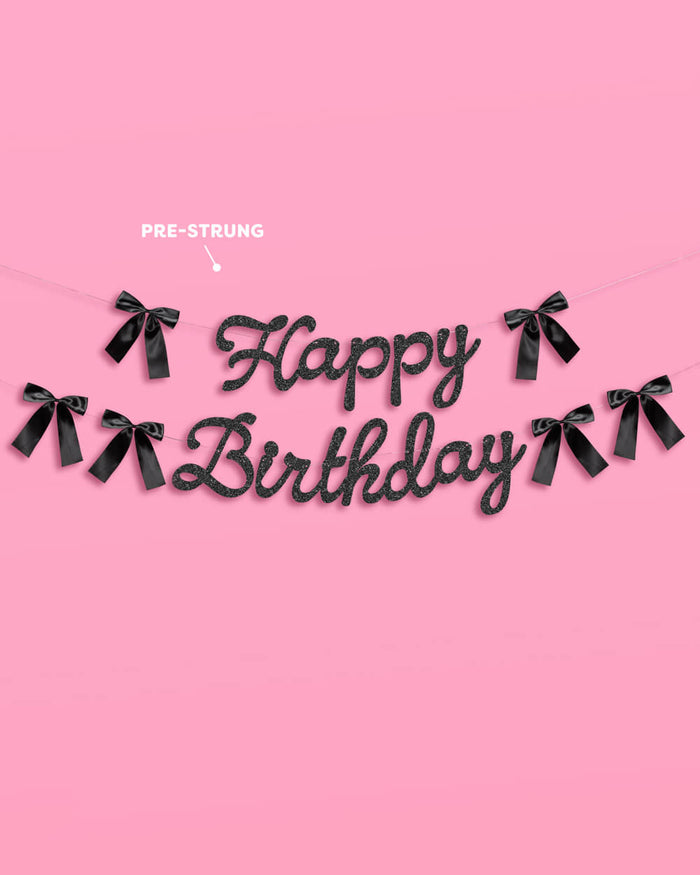 Little Black Bow Bundle - plates, napkins, bday banner