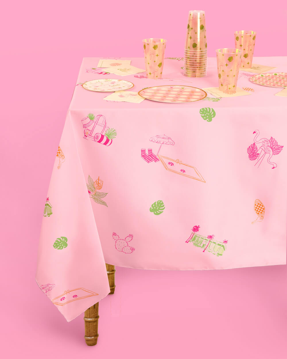 Palm Royale Tablecloth - washable tablecloth