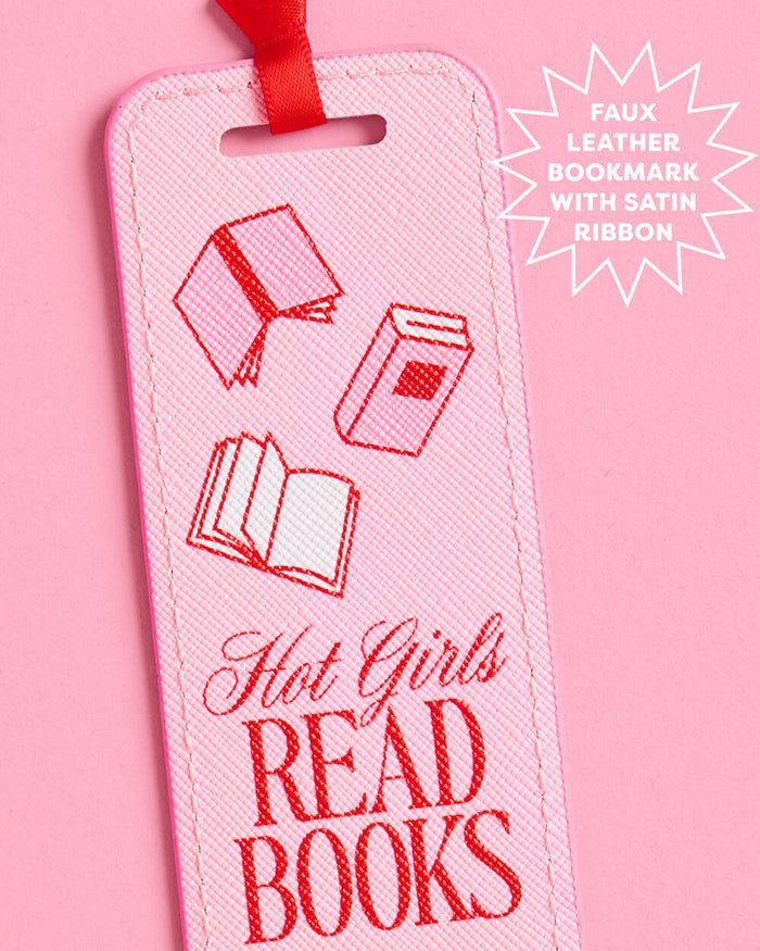 Hot Girls Read Bookmark - pink faux leather bookmark