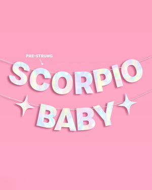 Scorpio Baby Banner - iridescent foil banner