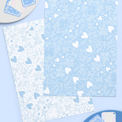 Something Blue Wrapping Paper Set - 12 sheets + 16 tags