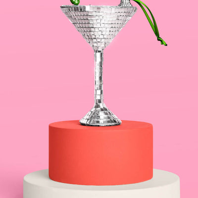 Disco Martini Ornament - silver disco ornament