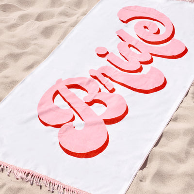 Bride Beach Towel - fringe cotton towel