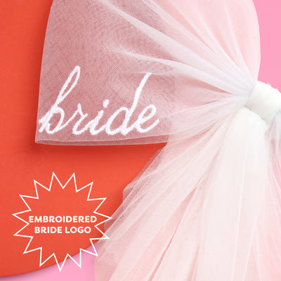 Embroidered Bride Bikini Bow - clip on bathing suit bow
