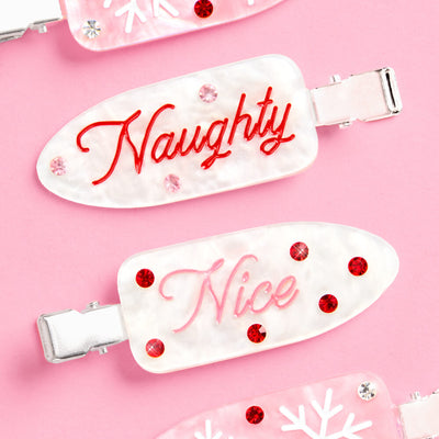 Naughty or Nice Hair Clips - 4 christmas clips