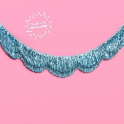 Blue Scallop Fringe Banner - iridescent banner