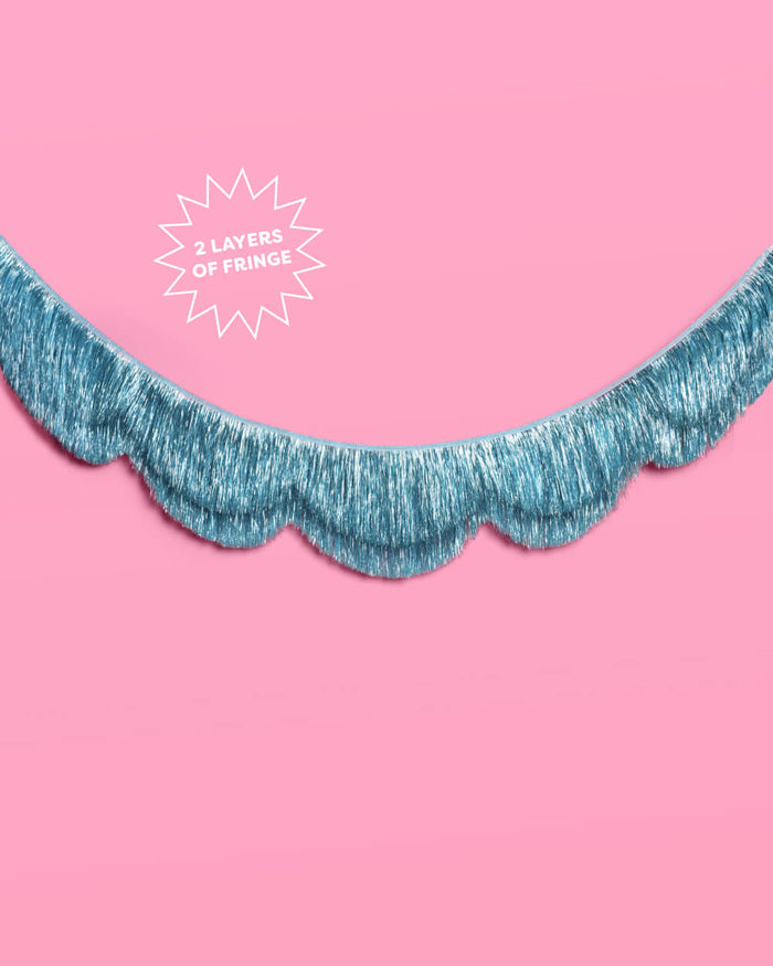 Blue Scallop Fringe Banner - iridescent banner