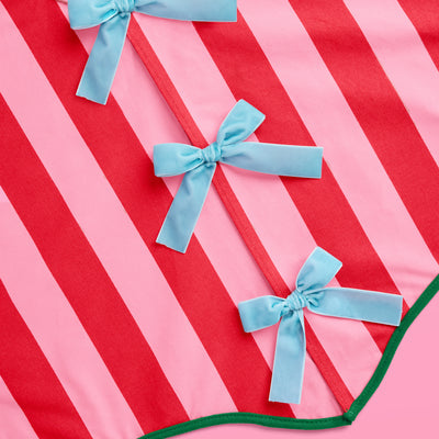 Candy Cane Tree Skirt - pink and red striped tree skirt