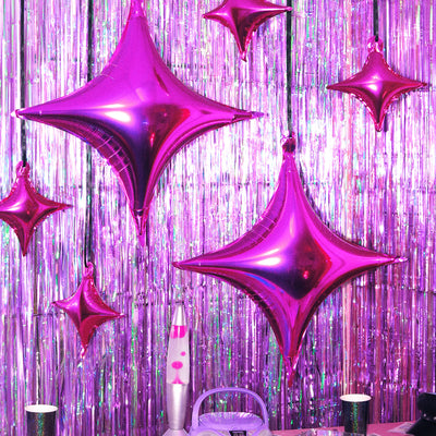 Pink Sparkle Balloon - 6 pc silver foil set