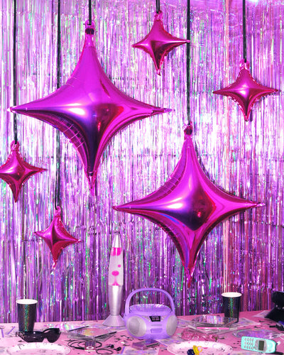 Pink Sparkle Balloon - 6 pc silver foil set