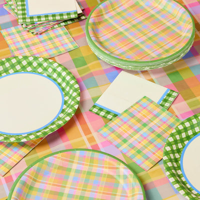 Summer Camp Trio - plates, napkins + tablecloth