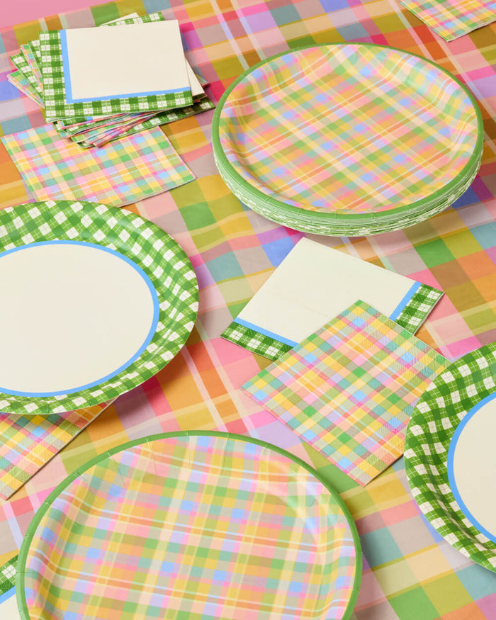 Summer Camp Trio - plates, napkins + tablecloth