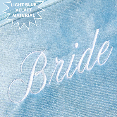 Bride Velvet Cosmetic Bag - Blue Velvet Makeup Bag