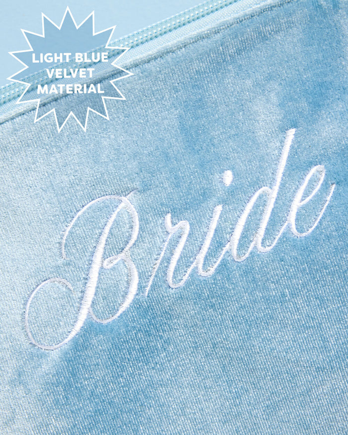 Bride Velvet Cosmetic Bag - Blue Velvet Makeup Bag