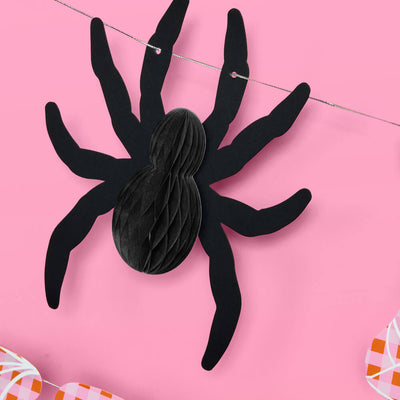 Pink Halloween Banner - pink gingham + spider banner