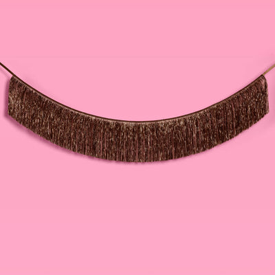 Espresso Fringe Banner - brown metallic fringe