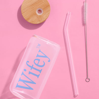 Wifey Glass Tumbler - 16 oz tumbler + straw