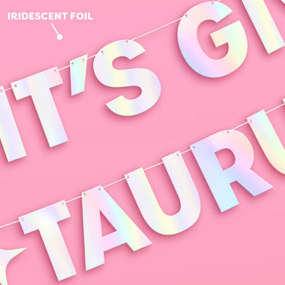 It's Giving Taurus Banner - iridescent foil banner