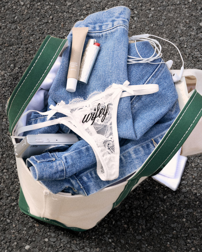 Wifey Lace Thong - embroidered thong