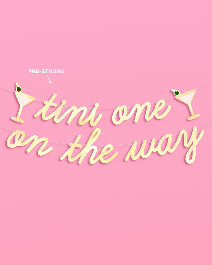 Tini One On The Way Banner - gold foil banner